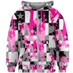 Pink Star Splatter Kids  Zipper Hoodie Without Drawstring