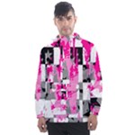 Pink Star Splatter Men s Front Pocket Pullover Windbreaker