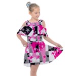 Pink Star Splatter Kids  Shoulder Cutout Chiffon Dress