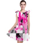 Pink Star Splatter Tie Up Tunic Dress