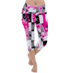 Pink Star Splatter Lightweight Velour Capri Yoga Leggings