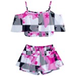 Pink Star Splatter Kids  Off Shoulder Skirt Bikini