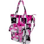 Pink Star Splatter Shoulder Tote Bag