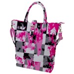 Pink Star Splatter Buckle Top Tote Bag