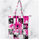 Pink Star Splatter Double Zip Up Tote Bag