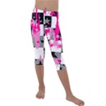 Pink Star Splatter Kids  Lightweight Velour Capri Leggings 