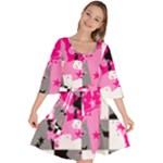 Pink Star Splatter Velour Kimono Dress