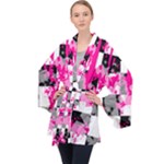 Pink Star Splatter Long Sleeve Velvet Kimono 