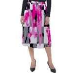 Pink Star Splatter Classic Velour Midi Skirt 