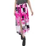 Pink Star Splatter Velour Split Maxi Skirt