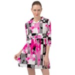 Pink Star Splatter Mini Skater Shirt Dress