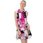 Pink Star Splatter Sleeveless Shirt Dress