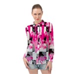 Pink Star Splatter Long Sleeve Chiffon Shirt