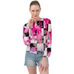 Pink Star Splatter Banded Bottom Chiffon Top