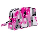 Pink Star Splatter Wristlet Pouch Bag (Large)