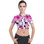 Pink Star Splatter Short Sleeve Cropped Jacket