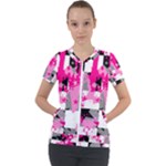 Pink Star Splatter Short Sleeve Zip Up Jacket