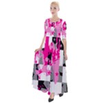 Pink Star Splatter Half Sleeves Maxi Dress