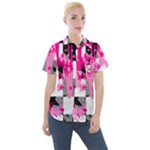 Pink Star Splatter Women s Short Sleeve Pocket Shirt