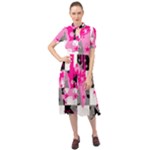 Pink Star Splatter Keyhole Neckline Chiffon Dress