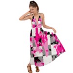 Pink Star Splatter Backless Maxi Beach Dress