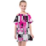 Pink Star Splatter Kids  One Piece Chiffon Dress