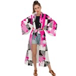 Pink Star Splatter Maxi Kimono