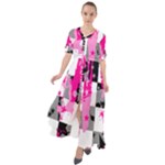 Pink Star Splatter Waist Tie Boho Maxi Dress