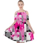 Pink Star Splatter Cut Out Shoulders Chiffon Dress