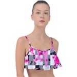 Pink Star Splatter Frill Bikini Top