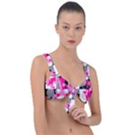 Pink Star Splatter Front Tie Bikini Top