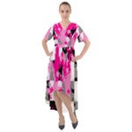 Pink Star Splatter Front Wrap High Low Dress