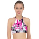 Pink Star Splatter Racer Front Bikini Top