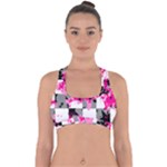 Pink Star Splatter Cross Back Hipster Bikini Top 