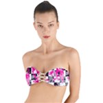 Pink Star Splatter Twist Bandeau Bikini Top