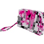 Pink Star Splatter Wristlet Pouch Bag (Small)