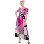 Pink Star Splatter Button Up Short Sleeve Maxi Dress