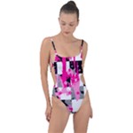 Pink Star Splatter Tie Strap One Piece Swimsuit