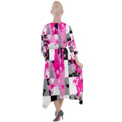 Quarter Sleeve Wrap Front Maxi Dress 