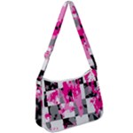 Pink Star Splatter Zip Up Shoulder Bag