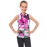 Pink Star Splatter Kids  Sleeveless Polo Tee