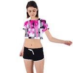 Pink Star Splatter Tie Back Short Sleeve Crop Tee