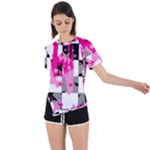 Pink Star Splatter Asymmetrical Short Sleeve Sports Tee