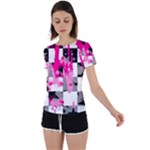 Pink Star Splatter Back Circle Cutout Sports Tee