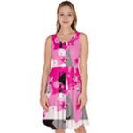 Pink Star Splatter Knee Length Skater Dress With Pockets