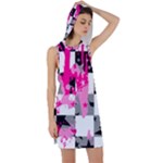 Pink Star Splatter Racer Back Hoodie Dress