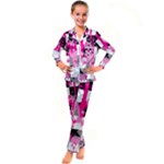 Pink Star Splatter Kid s Satin Long Sleeve Pajamas Set