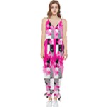 Pink Star Splatter Sleeveless Tie Ankle Jumpsuit