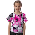 Pink Star Splatter Kids  Cut Out Flutter Sleeves