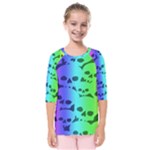 Rainbow Skull Collection Kids  Quarter Sleeve Raglan Tee